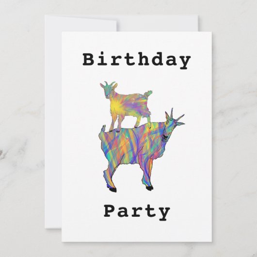 Cute Goats Girls Birthday Party Colorful (Achterkant)
