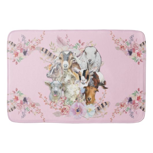 Cute GOATs | Portretten van geit van Waterverf Get Badmat (Voorkant)