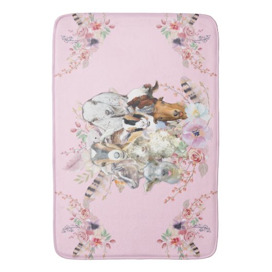 Cute GOATs | Portretten van geit van Waterverf Get Badmat (Voorkant Verticaal)