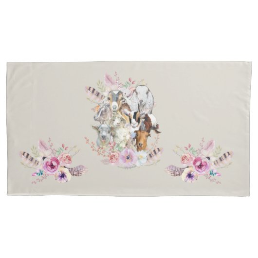 Cute GOATs | Portretten van geit van Waterverf Get Kussensloop (Voorkant-Links)