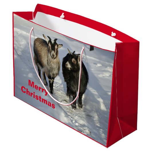 Cute Goats SneeuwfotoKerstmis Groot Cadeauzakje (Achterkant Gekanteld)