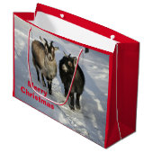 Cute Goats SneeuwfotoKerstmis Groot Cadeauzakje (Voorkant Gekanteld)