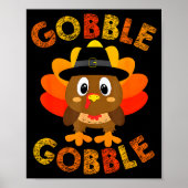 Cute Gobble Gobble Turkey Lgrim Little Boys Thanks Poster (Voorkant)