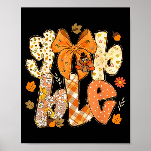 Cute Gobble Gobble Turkey Lgrim Little Boys Thanks Poster (Voorkant)