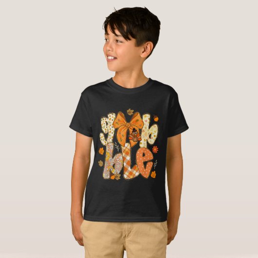 Cute Gobble Gobble Turkey Lgrim Little Boys Thanks T-shirt (Voorkant volledig)