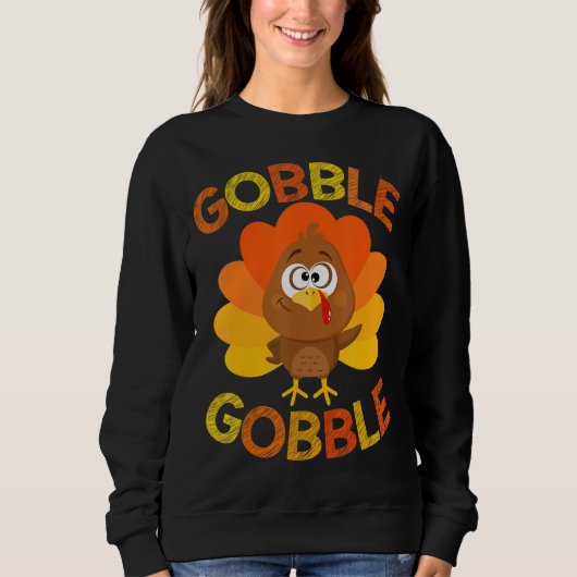 Cute Gobble Gobble Turkey Pilgrim Little Boys Than Trui (Voorkant)