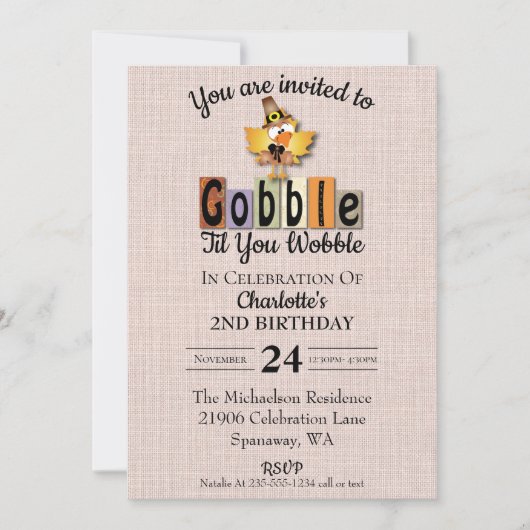 Cute Gobble Til je wiebeldag Kaart (Voorkant)