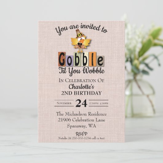 Cute Gobble Til je wiebeldag Kaart (Staand voorkant)