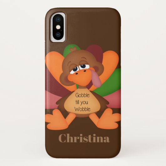 Cute Gobble turkey voegt name Thanksgiving toe Case-Mate iPhone Case (Achterkant)