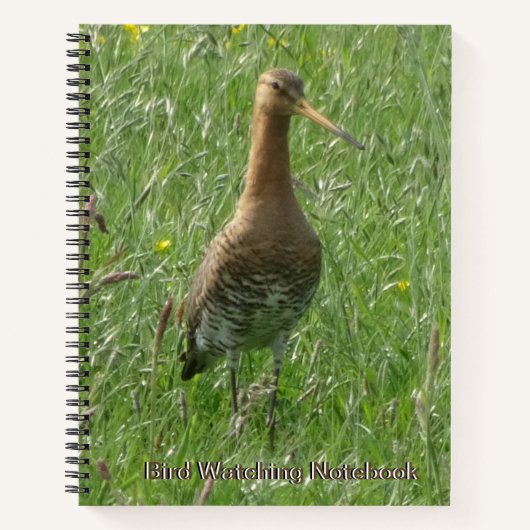 Cute Godwit in Grass Cust. Notitieboek voor vogelw (Voorkant)