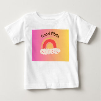 Cute "Goede Vibes" Regenboog Baby T-Shirt