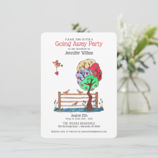 Cute Going Away Party geïllustreerd Kaart (Staand voorkant)