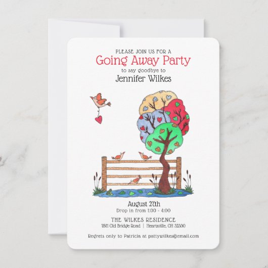 Cute Going Away Party geïllustreerd Kaart (Voorkant)
