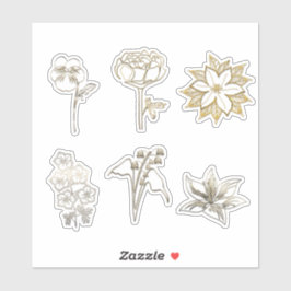Cute Gold Abstract Flowers Part2 Sticker