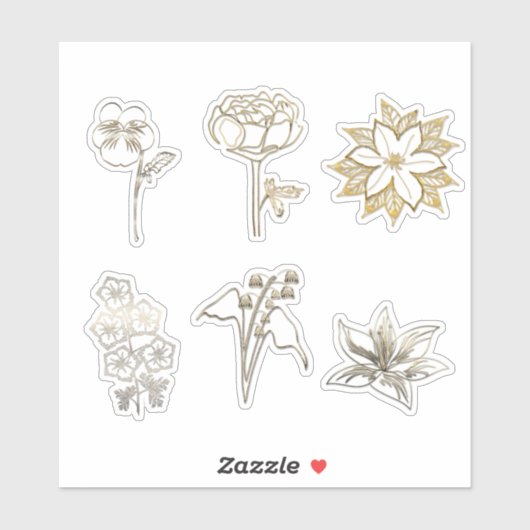 Cute Gold Abstract Flowers Part2 Sticker (Vel)