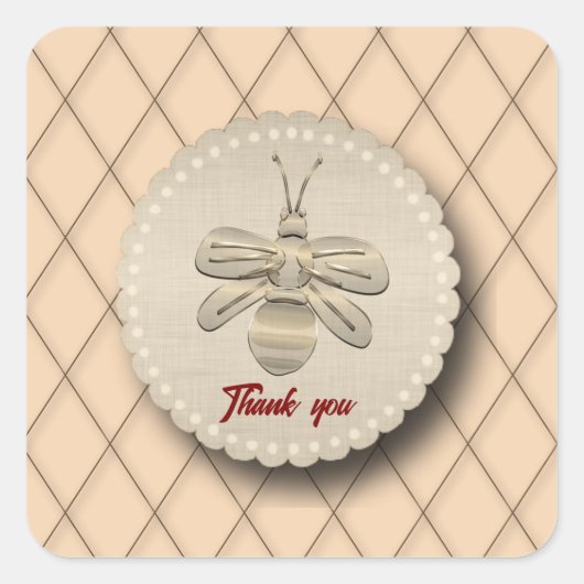 Cute Gold Bee Gift Vierkante Sticker (Voorkant)