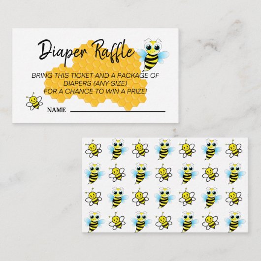 Cute Gold Bee Hive Baby shower Diaper Raffle Game Informatiekaartje (Voorkant / Achterkant)