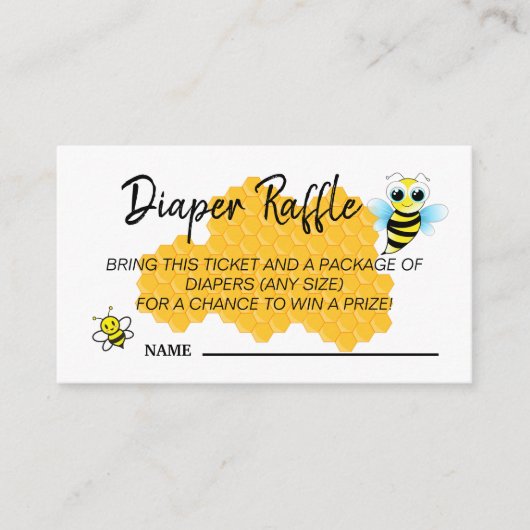 Cute Gold Bee Hive Baby shower Diaper Raffle Game Informatiekaartje (Voorkant)