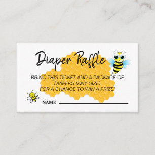 Cute Gold Bee Hive Baby shower Diaper Raffle Game Informatiekaartje