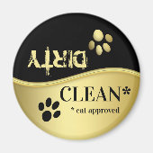 Cute Gold Black Cat Paws Clean Dirty Dishwasher  Magneet (Voorkant)