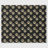 Cute Gold Black Glitter Paw Prints Pet Lovers Cadeaupapier (Vlak)