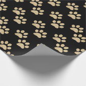Cute Gold Black Glitter Paw Prints Pet Lovers Cadeaupapier (Hoek)