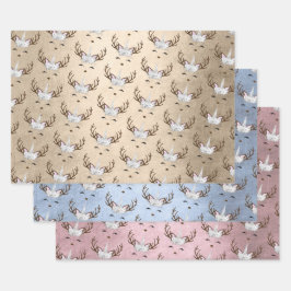 Cute Gold Blue Roos Gold Unicorn Patters Inpakpapier Vel