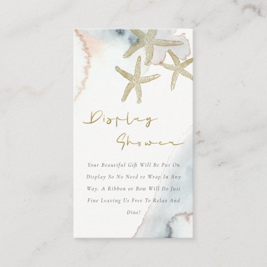 Cute Gold Blue Starfish Display Shower Baby shower Informatiekaartje (Voorkant)