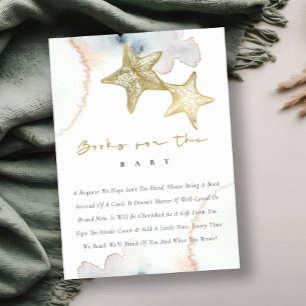 Cute Gold Blue Starfish Display Shower Baby shower Informatiekaartje
