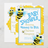 Cute Gold Blue Yellow mammie om Baby shower te wor Kaart (Voorkant / Achterkant)