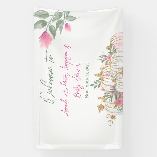 Cute Gold Blush Roze pomkin Little Baby shower Spandoek (Verticaal)