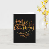 Cute Gold Brush Script Merry Christmas T Shirt Kaart (Gele Bloem)