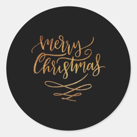 Cute Gold Brush Script Merry Christmas T Shirt  Ronde Sticker (Voorkant)