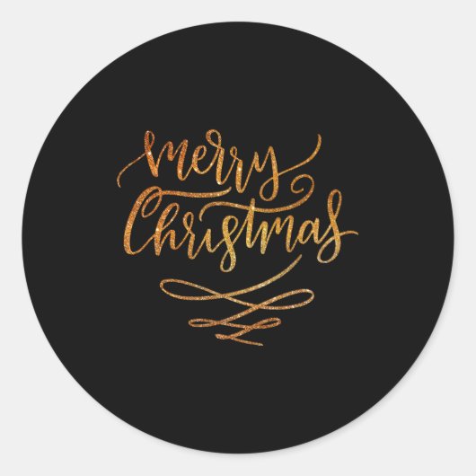 Cute Gold Brush Script Merry Christmas T Shirt  Ronde Sticker (Voorkant)