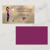 Cute Gold Cartoon Maid Cleaning Services Visitekaartje (Voorkant / Achterkant)