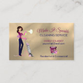 Cute Gold Cartoon Maid Cleaning Services Visitekaartje (Voorkant)