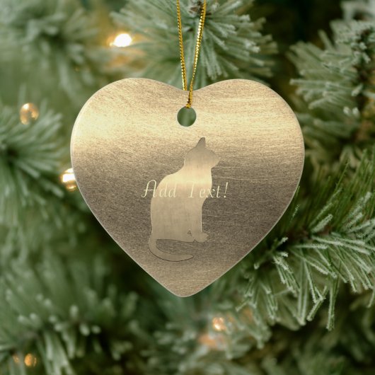 Cute Gold Cat Add Text Ornament (Boom)