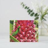 Cute gold day gecko roze anananas Hawaii Briefkaart (Staand voorkant)