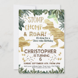 Cute Gold Dinosaur kinderen Birthday Dino Trex Kaart