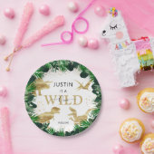 Cute Gold Dinosaur kinderen Birthday Dino Trex Papieren Bordje (Feest)