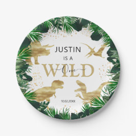 Cute Gold Dinosaur kinderen Birthday Dino Trex Papieren Bordje