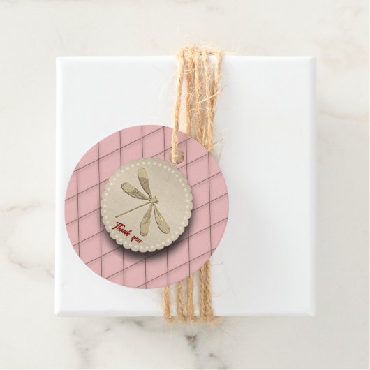 Cute Gold Dragonfly Bedankjes Labels (In situ)