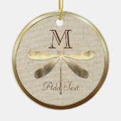 Cute Gold Dragonfly Monogram Keramisch Ornament (Voorkant)