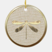 Cute Gold Dragonfly Monogram Keramisch Ornament (Achterkant)