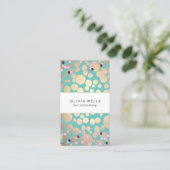 Cute Gold en Turquoise Confetti Pattern Visitekaartje (Staand voorkant)