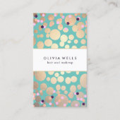Cute Gold en Turquoise Confetti Pattern Visitekaartje (Voorkant)