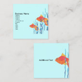 Cute Gold Fish Waterverf zwemmen Blauw water Vierkante Visitekaartje (Voorkant / Achterkant)