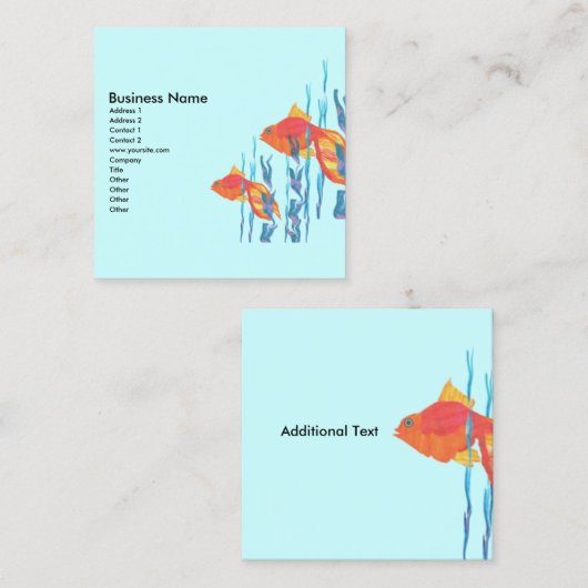 Cute Gold Fish Waterverf zwemmen Blauw water Vierkante Visitekaartje (Voorkant / Achterkant)