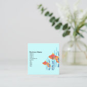 Cute Gold Fish Waterverf zwemmen Blauw water Vierkante Visitekaartje (Staand voorkant)
