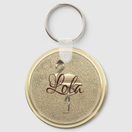 Cute Gold Flamingo voegt tekst toe Sleutelhanger